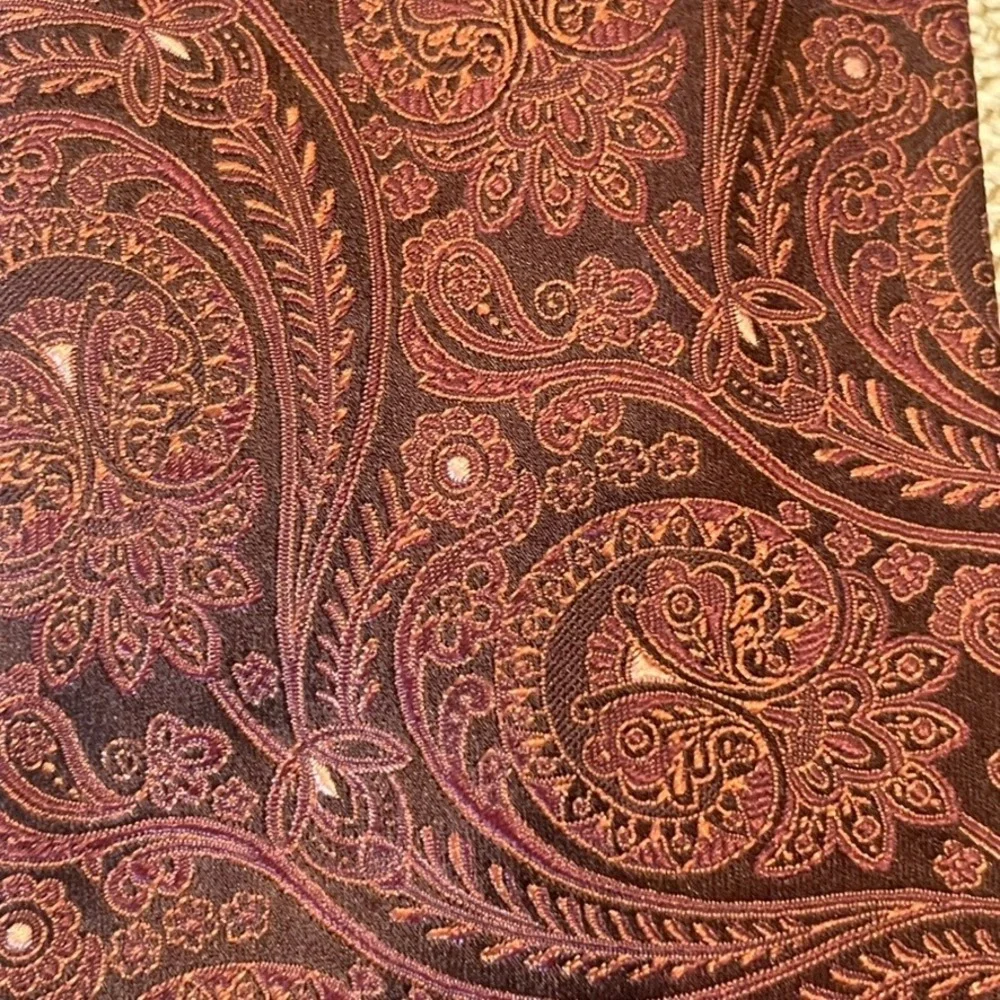 Brioni Silk Necktie Mens Brown Paisley Jacquard Italy Sartorial Dark Academia